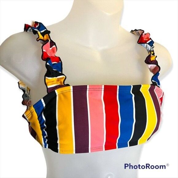 No Boundaries Multi-Color Striped Two Piece Bikini Size Small - Picture 3 of 8